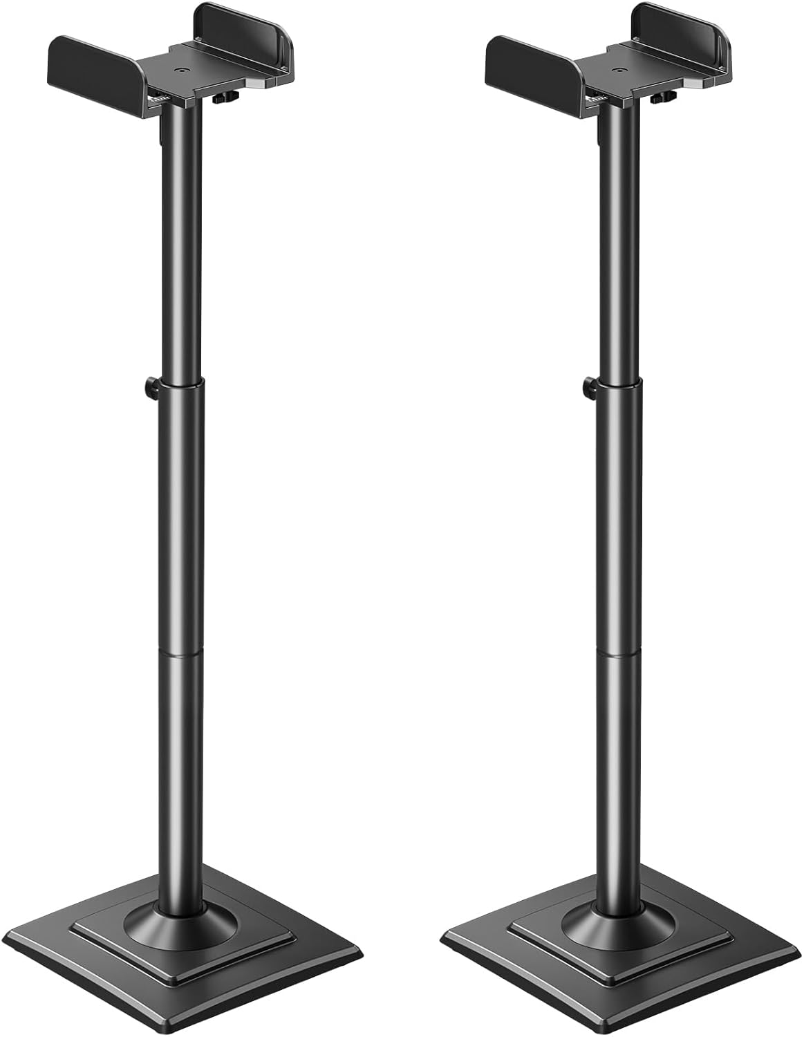 MOUNTUP Universal Speakers Stands Pair 34" to 43.3" Height Adjustable Holds Bookshelf Speakers Satellite Speakers Up to 11LBS Cable Concealing 1 Pair Spring-Loaded Plate Extends to 10" MU9138 Black