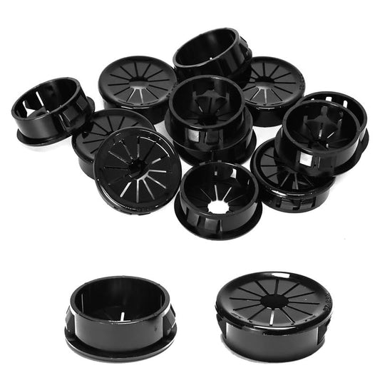 30PCS Cable Grommets, 1-1/8"(28mm) Desk Hole Cover Petal Shaped Buckle Type Nylon Snap Bushing Grommet, Wire Hole Cover Insert for Cables and Cords Management and Protection of Cabinet, Black