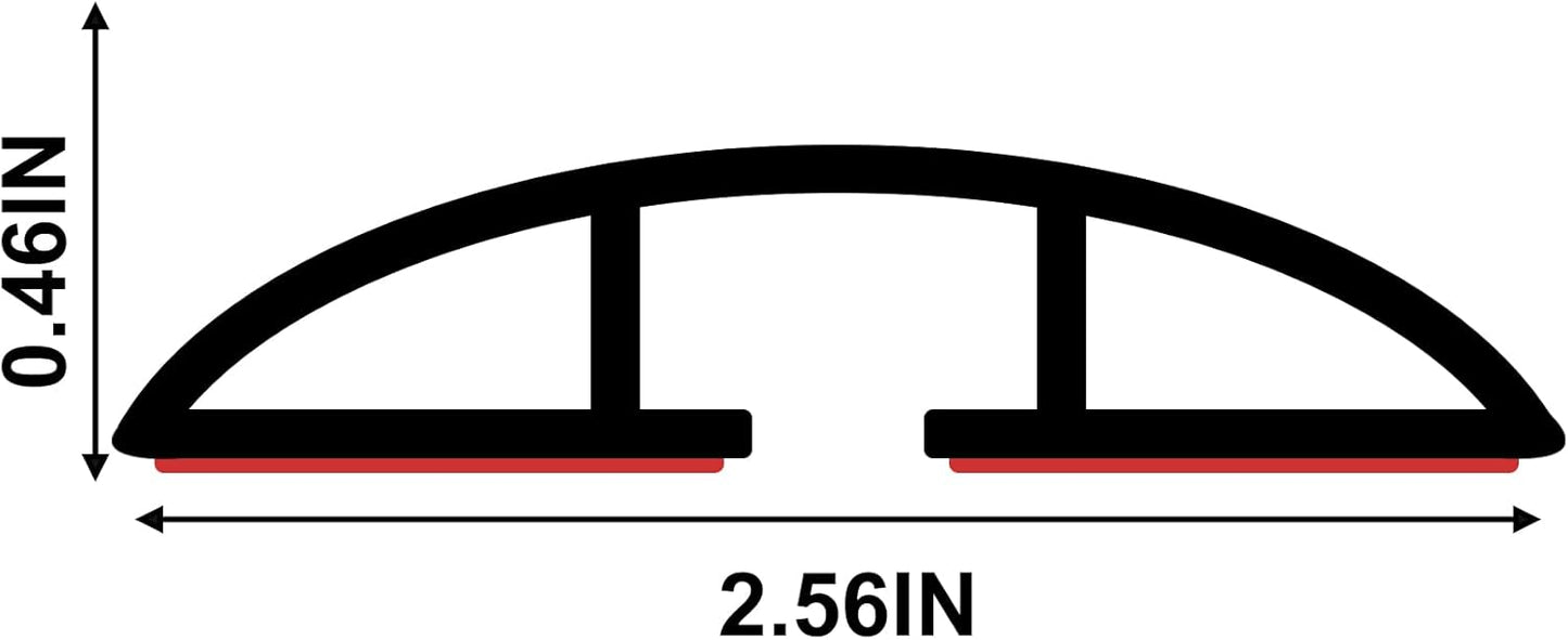 20Ft Floor Cord Cover Silicone Cable Protector Easy to Install Wire Organizer and Hider for Home, Office, Garage (Black-2PCS 10Ft, Total 20Ft)