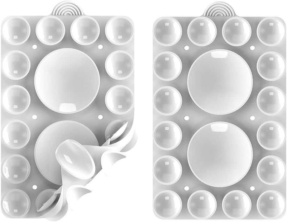 ZYCCER Double Sided Silicone Suction Phone Holder Mount,Compatible with iPhone and Android Cases Hands-Free Mirror Shower Phone Mount Strong Grip Holder (White, Double Sided 2PCS)