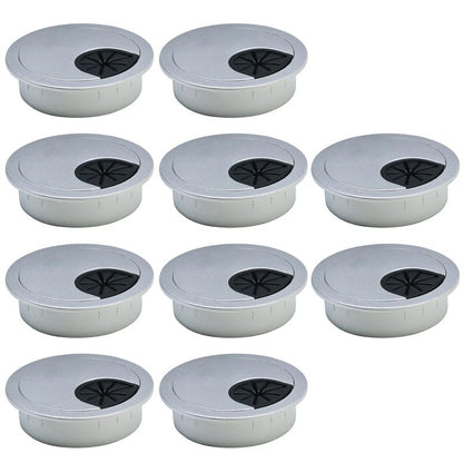 10 Pcs Desk Grommet 2-3/8" / 60 mm, Desk Cord Hole Cover, Cable Grommet ABS Plastic, Desk Hole Grommet for Home & Office Pc, Detachable Cable Cord Organizer-Silver Sand