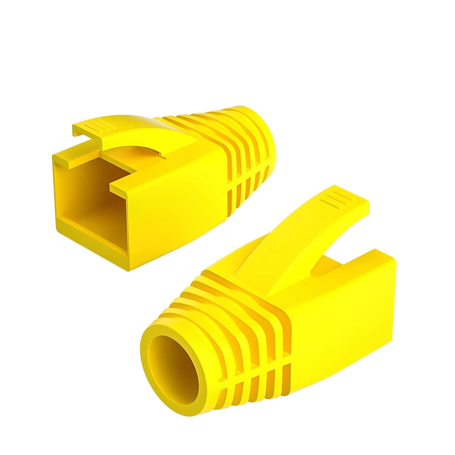 100Pack RJ45 Boot Cover, Cat5 Cat6 Cat6A Ethernet Network Cable Strain Relief Boot, Fits Overall Jacket Diameter 5.5-6.5MM Ethernet Cable (Hole Diameter: 6.5mm, Yellow)