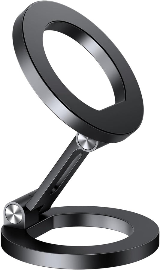 elitehood Magnetic Phone Stand, Small & Portable Magnetic Phone Holder [Dual Strongest Magnets], for Magsafe Foldable iPhone Stand, Universal Cell Phone Stand for Desk Gym Mirror Wall, Black