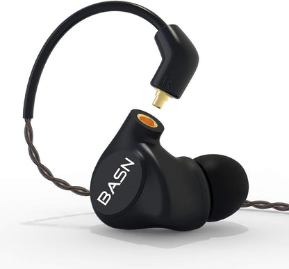 BASN Metalen in-Ear Monitors Headphones,4 Drivers Musicians Noise Isolating IEMs with Deep Bass, Two Detachable MMCX Cables with Case for Singers,Drummers,Bassists(Matt Black)