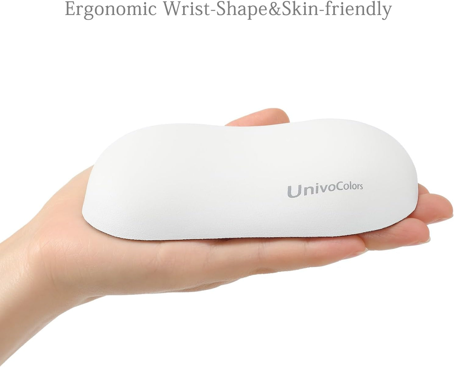 UnivoColors Design-Wave Wrist Rest, Artificial Sheepskin+Memory Foam+Ergonomic+Anti-Slip Gel, Resilience Support During Work and Gaming,Mouse Accessory,White