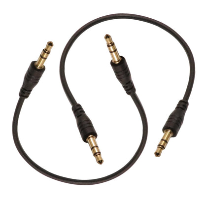 3.5mm Male to Male Audio Cable, 195mm Length, Gold-Plated Connectors, 2-Pack, Black