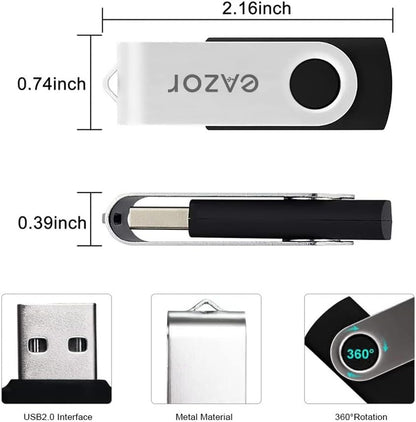 64 GB Flash Drive USB Flash Drive Thumb Drive 5 Pack 64GB USB Memory Stick USB Drives for Data Storage - (5 Mixed Colors)