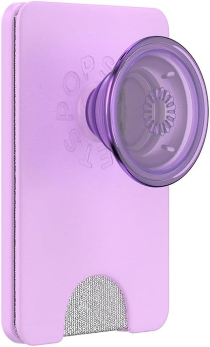 PopSockets Phone Wallet with Expanding Grip and Adapter Ring for MagSafe, Phone Card Holder, Wireless Charging Compatible, Wallet Compatible with MagSafe - Lavender