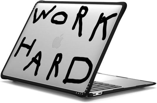 CASETiFY Impact MacBook Air 13" (M1/Intel) Case [Cushioned Impact Corners/Scratch-Resistant/Anti-Slip Grip] - Work Hard Black - Clear Black