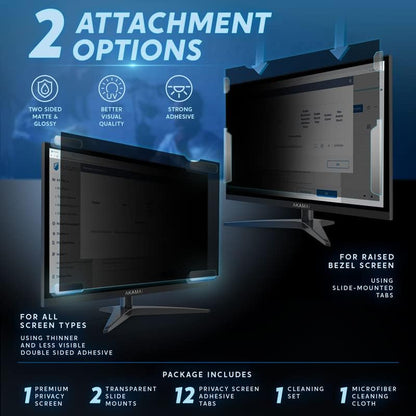 27 inch Computer Privacy Screen (16:10) - Black Security Shield - Desktop Monitor Protector - UV & Blue Light Filter by Akamai