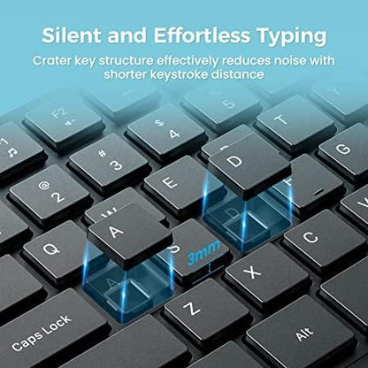 Wireless Keyboard and Mouse Combo, Lovaky 2.4G Full-Sized Ergonomic Keyboard Mouse, 3 DPI Adjustable Cordless USB Keyboard and Mouse, Quiet Click for Computer/Laptop/Windows/Mac (1 Pack, Black)