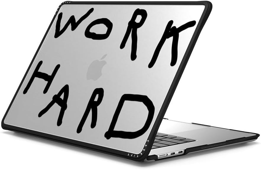 CASETiFY Impact MacBook Air 15" (M2-M4) Case [Cushioned Impact Corners/Scratch-Resistant/Anti-Slip Grip] - Work Hard Black - Clear Black