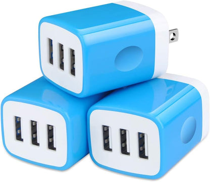 Wall Charger Adapter,USB Cubes,3Pack Universal Travel 3.1A 3 Muti Port Plug Charging Block Compatible with iPhone 16,15,14,13,12,SE 2020,11 Plus,Samsung GalaxyS24,S23,S22,S21 Ultra Plus FE, LG