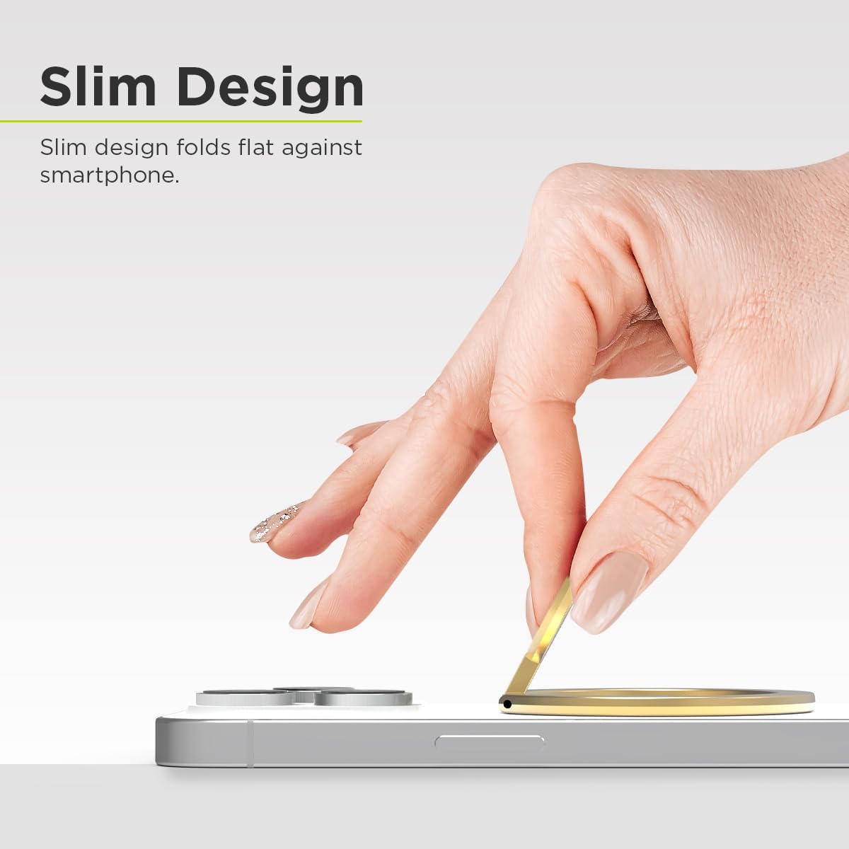 PureGear Magnetic Phone Grip Ring Stand, Magnetic Phone Ring Holder for MagSafe iPhone 16, 16 Pro, 15, 15 Plus, 14, 14 Plus, 14 Pro, 14 Pro Max, 13, 12 Adjustable Kickstand(Gold with Silver Glitter)