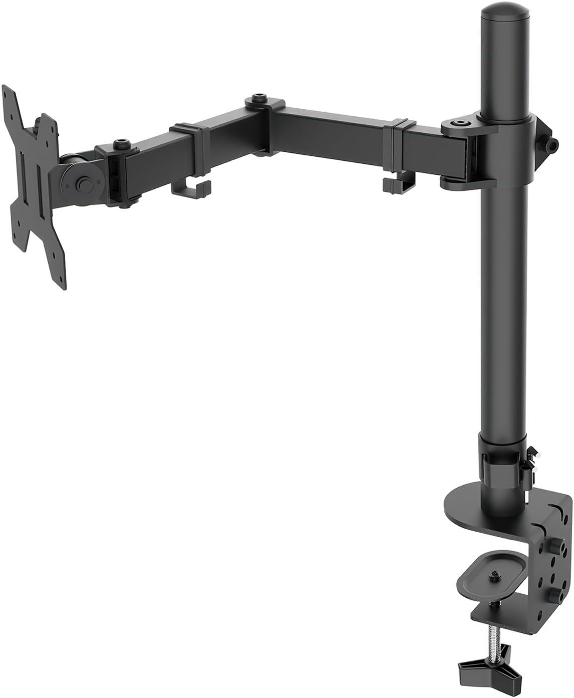 H&C(hcck&Cllassp) Single Monitor Mount, Desk Mount with Swivel, Tilt, Rotation, Height Adjustable, VESA Mount for 17-27” Monitors up to 17.6 lbs, Monitor Stand with C-Clamp, Black