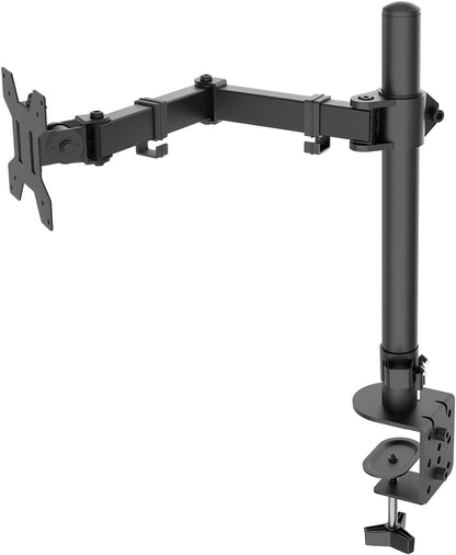 H&C(hcck&Cllassp) Single Monitor Mount, Desk Mount with Swivel, Tilt, Rotation, Height Adjustable, VESA Mount for 17-27” Monitors up to 17.6 lbs, Monitor Stand with C-Clamp, Black