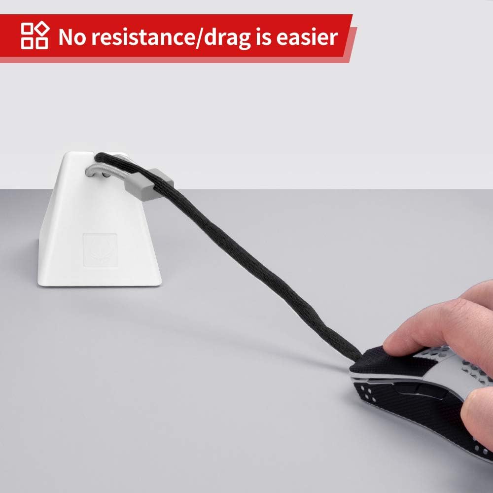Hotline Games Mouse Bungee Mouse Cord Clip Cord Management System Fixer Holder for Esports FPS Game (3.0 White)