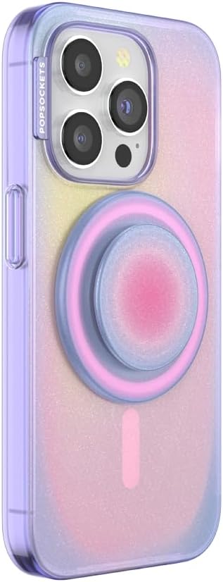 PopSockets iPhone 15 Pro Case with Round Phone Grip Compatible with MagSafe, Phone Case for iPhone 15 Pro, Wireless Charging Compatible - Aura