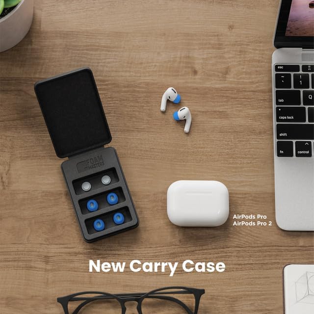 Foam Masters Ultra-Premium Memory Foam Ear Tips for AirPods Pro 1st & 2nd Gen | 3 Pairs | Black Magic Ver 6.0 | Secure | Better Noise Cancellation | Replacement Buds – Supercar Blue, Assorted S/M/L