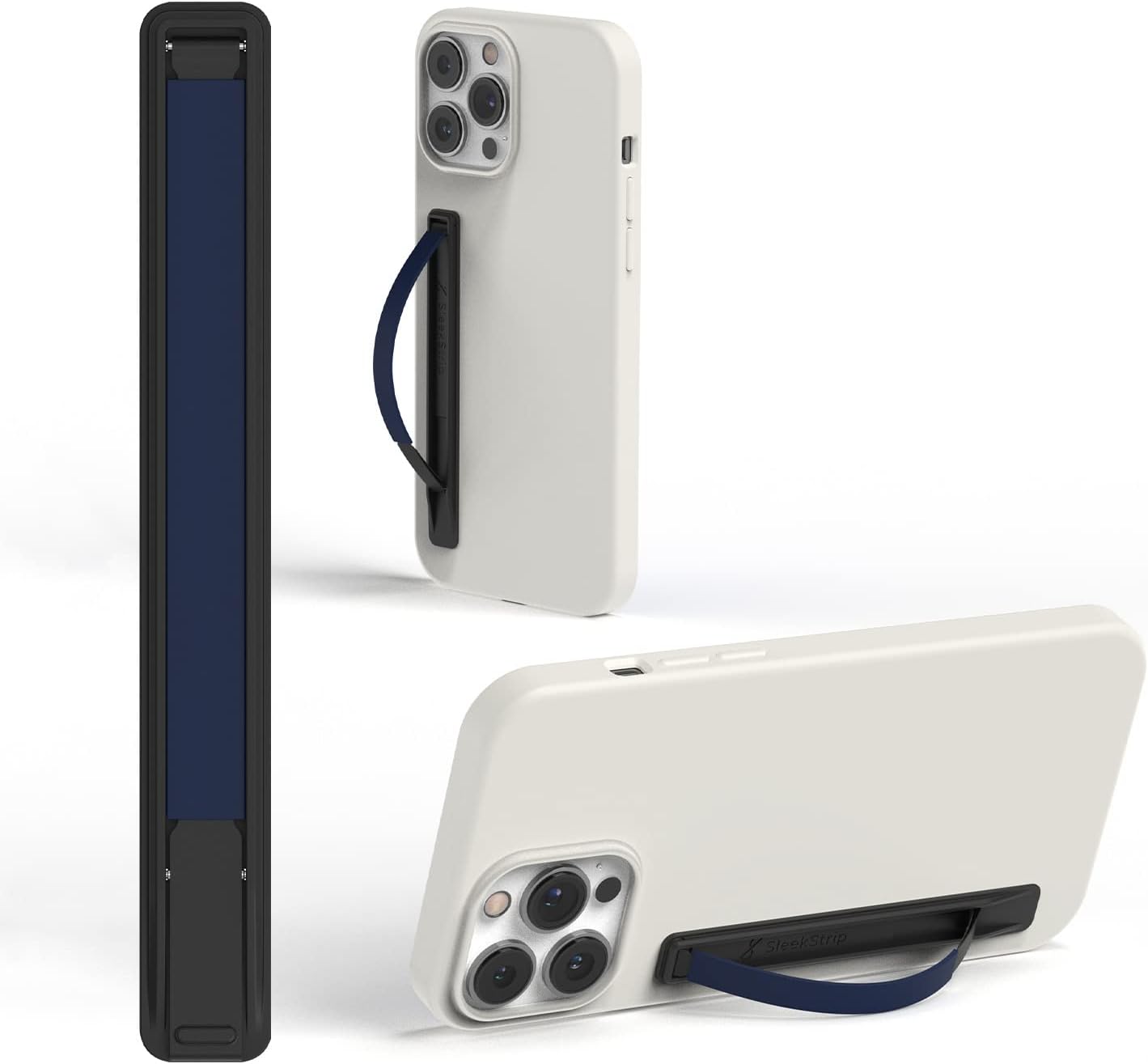 Phone Grip, Ultra Thin Cell Phone Grips Finger Holder Kickstand for Back of Phone, Loopy Case Swappable for Smartphones Wireless Chargers Car Mounts - SleekGrip Essential