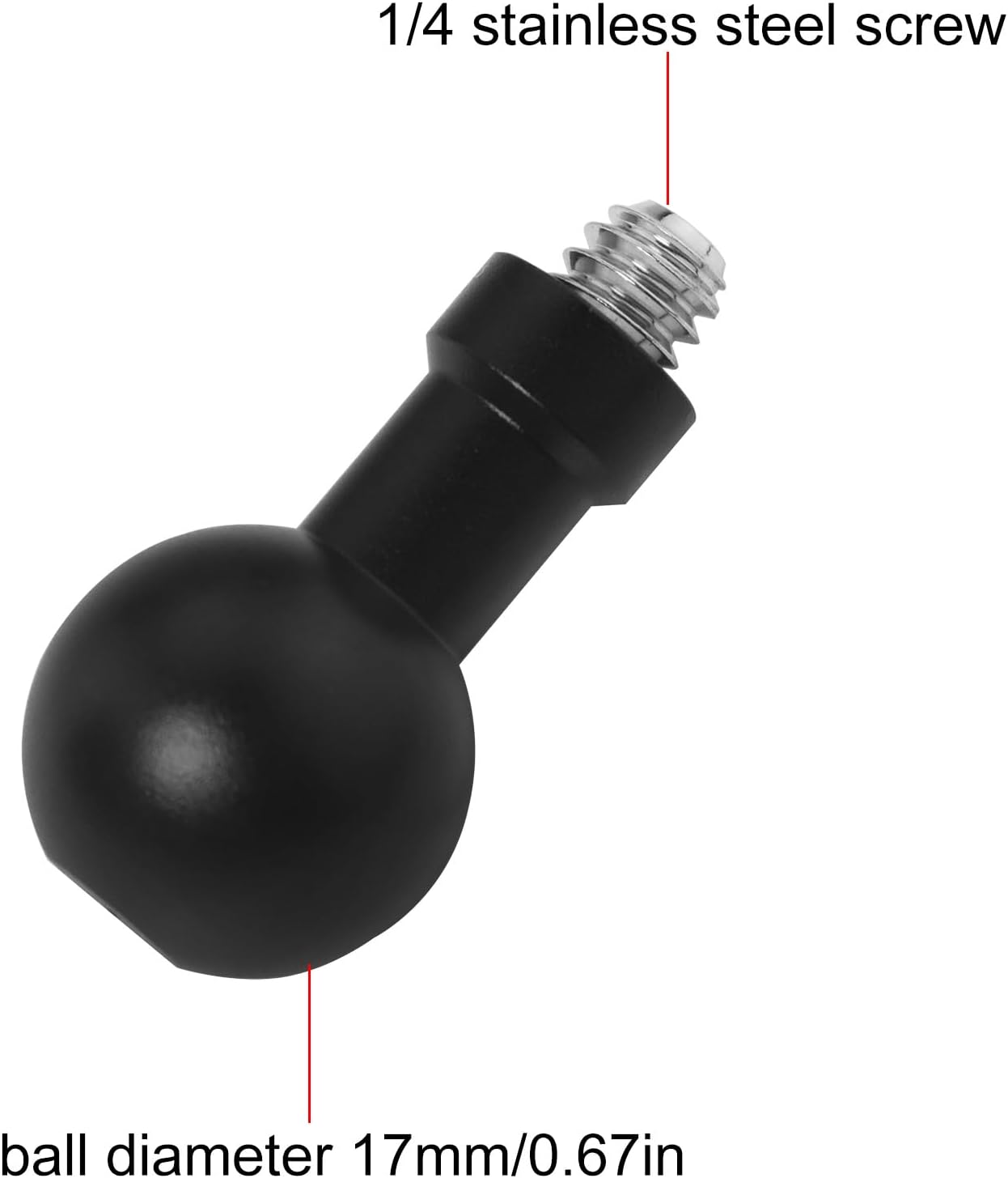2PCS 17mm Ball Head to 1/4 Stainless Steel Short Screw Connection Rod Car Mobile Phone Navigation Mount Motorcycle Rearview Mirror Accessories Camera Camera Connection Accessories
