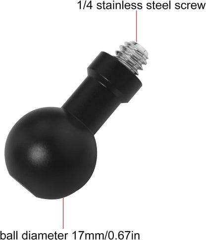 2PCS 17mm Ball Head to 1/4 Stainless Steel Short Screw Connection Rod Car Mobile Phone Navigation Mount Motorcycle Rearview Mirror Accessories Camera Camera Connection Accessories
