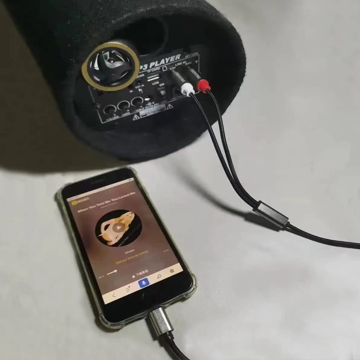 RCA Audio Cable, iOS Phone to 2 Male RCA Stereo Audio Y-Adapter for iPhone/Sound Box/Amplifier/Home Theater etc. (6.2ft)