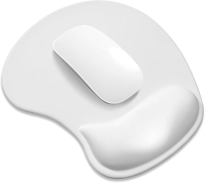 ITNRSIIET Ergonomic Mouse Pad, Cushioned Gel Wrist Rest, Non-Slip Base, Smooth Surface, Cute Multi-Color, 9.5 x 8.2 in, White