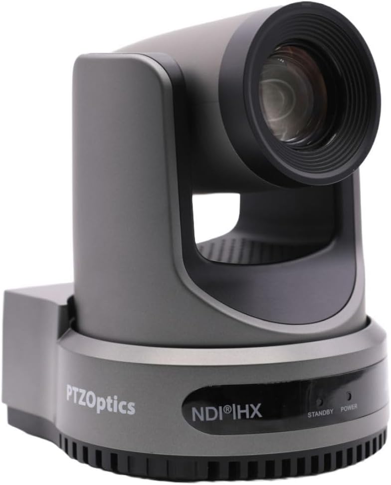PTZOptics Move 4K 20x Auto-Tracking PTZ Camera with Built-In Tally Light, 3D Noise Reduction, and Advanced White Balance Modes (Gray)