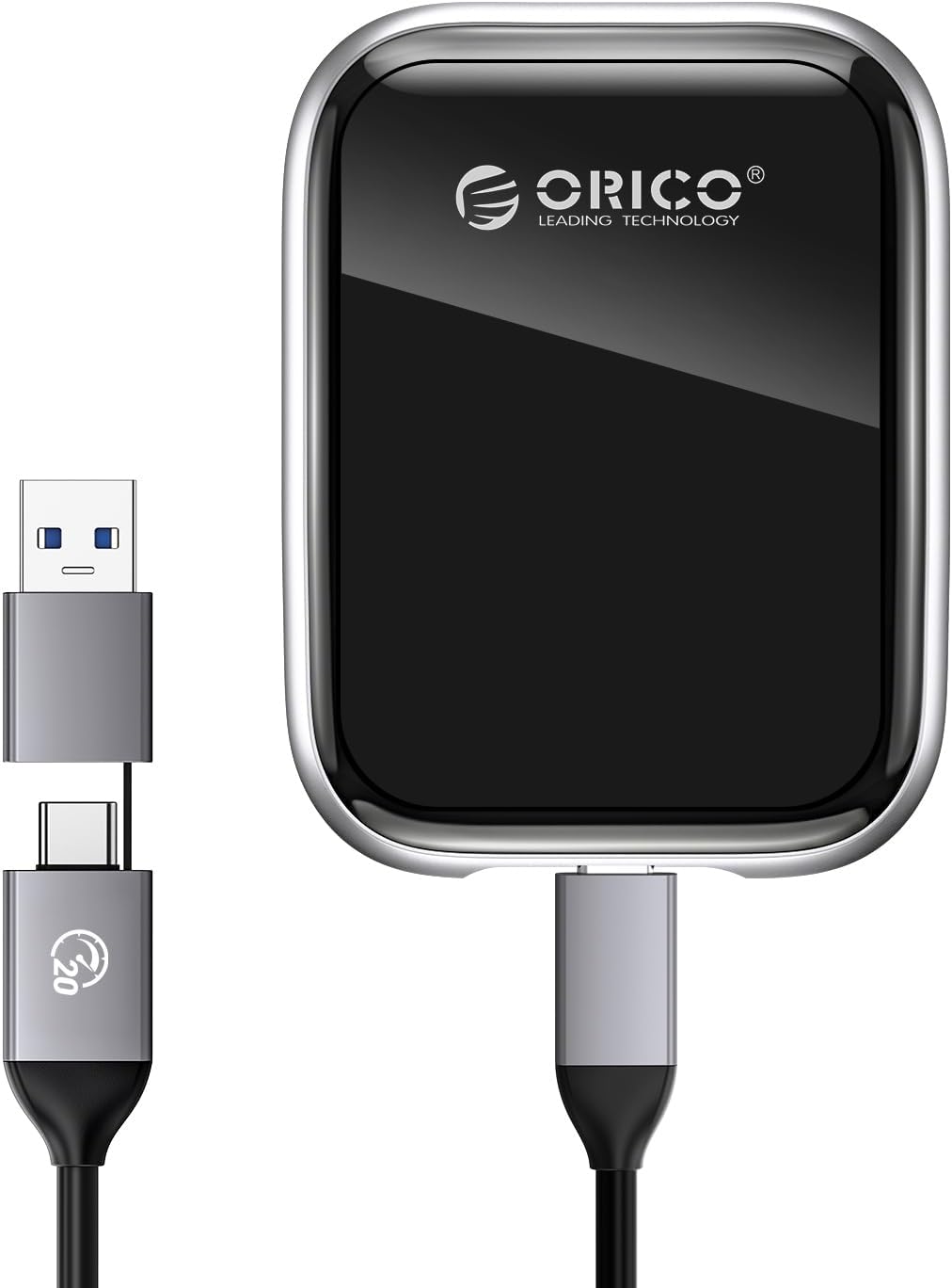 ORICO 1TB Portable SSD Up to 2000MB/s External Solid State Drive, USB 3.2 Gen 2x2 20Gbps with 2 in 1 USB C Cable, Compatibility with MacBook, iPad, iPhone 15, PSSD - A20