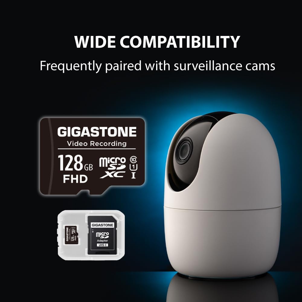 GIGASTONE 128GB Micro SD Card 5-Pack, A1 V30 4K Video Recording, Compatible with Security Camera, Dash Cam, Drone, 100MB/s MicroSDXC Memory Card UHS-I, with Adapter