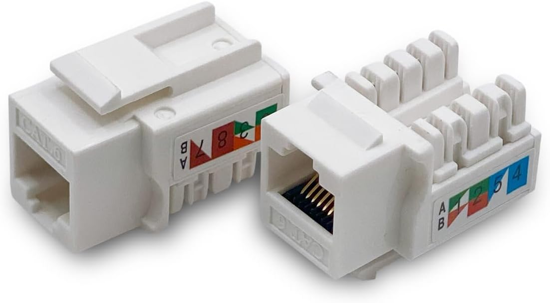 Cat6 Keystone Jack - [UL Listed] - Ethernet Wall Jack - Network Coupler - Cat5/5e/6 Compatible - 100-Pack