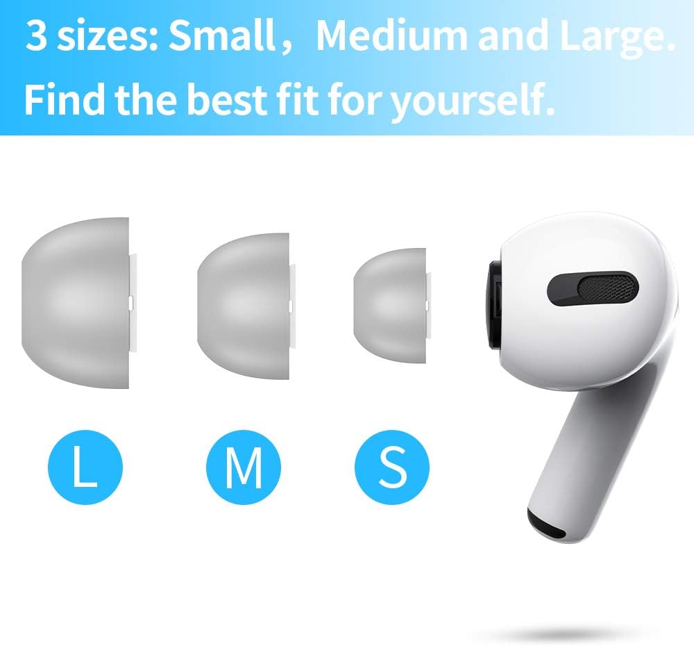 Lanwow Premium Memory Foam Tips for AirPods Pro. No Silicone Eartips Pain. Anti-Slip Eartips. Fit in The Charging Case, 3 Pairs (S/M/L, Grey)
