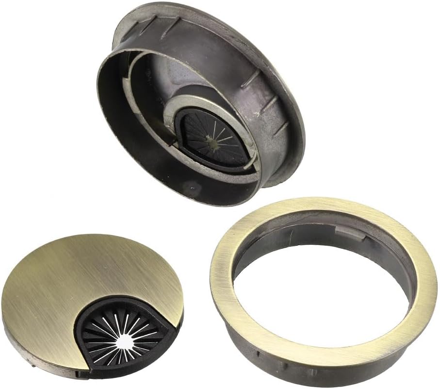 uxcell Cable Hole Cover, 2Inch/50mm Zinc Alloy Desk Wire Cord Cable Grommets Hole Cover for Office PC Desk Cable Cord Organizer, 4Pcs Bronze Tone