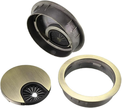 uxcell Cable Hole Cover, 2Inch/50mm Zinc Alloy Desk Wire Cord Cable Grommets Hole Cover for Office PC Desk Cable Cord Organizer, 4Pcs Bronze Tone