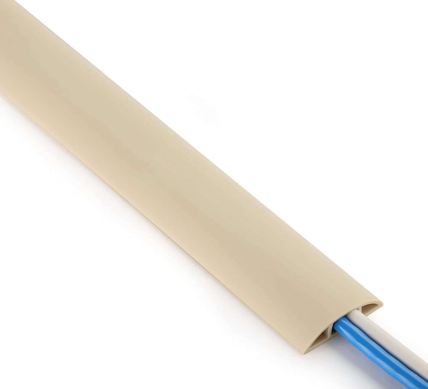 ZhiYo 3.6ft Cord Covers for Wires on Floor, Cord Hider Floor Hide Extension Cords, Soft PVC Cable Cover Cable Protector, Wire Cavity W0.62in H0.31in, Beige