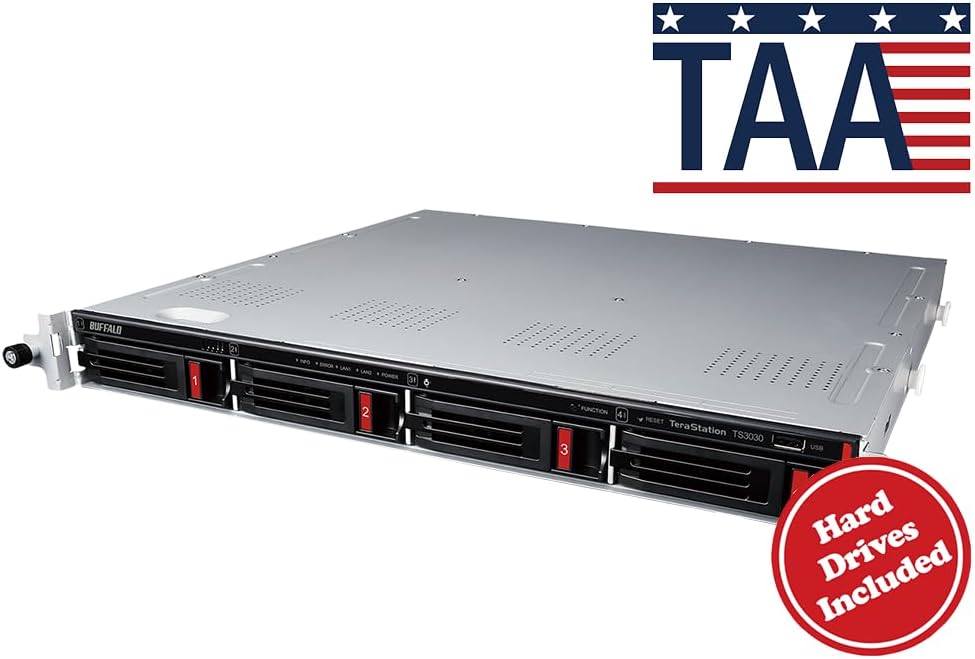 BUFFALO TeraStation 3430RN 4-Bay 16TB (4x4TB) Rackmount Small-Med Business NAS w/Hard Drives Included