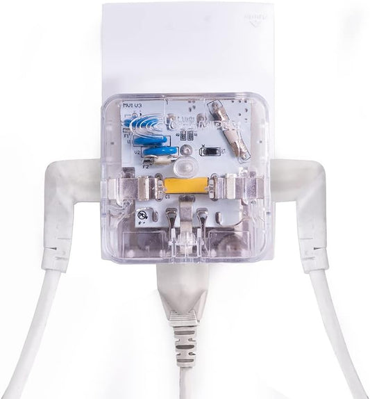 Clamper 3-Outlet Surge Protector 1800 Joules, 1875W, for TV, PC, Xbox, PS5, Refrigerators and Other Appliances (Compact Wall Surge Protector), iCLAMPER Power 3, 1-Pack Clear