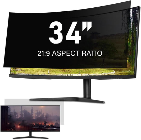 34 Inch Computer Privacy Screen Filter for 21:9 Ultra-Wide Aspect Ratio Widescreen Monitor - Anti Glare Blue Light Filter, Removable Computer Monitor Privacy Shield, Anti-Scratch Screen Protector