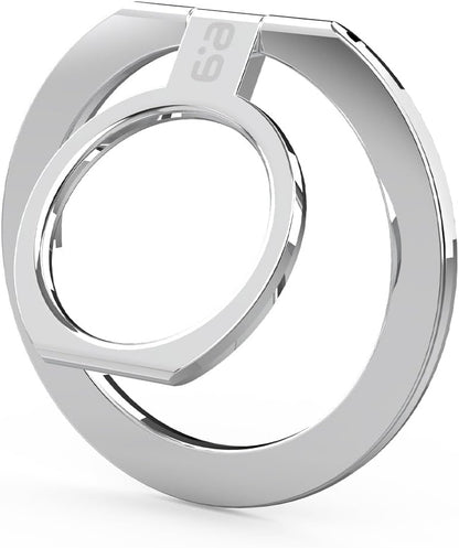 PureGear Magnetic Phone Grip Ring Stand, Magnetic Phone Ring Holder for MagSafe iPhone 16, 16Pro, 16Plus, 16ProMax, 15, 15Plus, 14, 14Pro, 14Pro Max, 13, 12, Adjustable Kickstand (Chrome Silver)