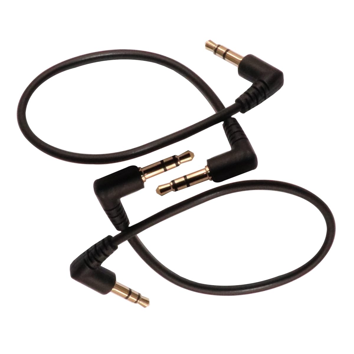3.5mm Male to Male Audio Cable, Right Angle Auxiliary Cord, 195mm Length, 2-Pack, Gold-Plated Connectors