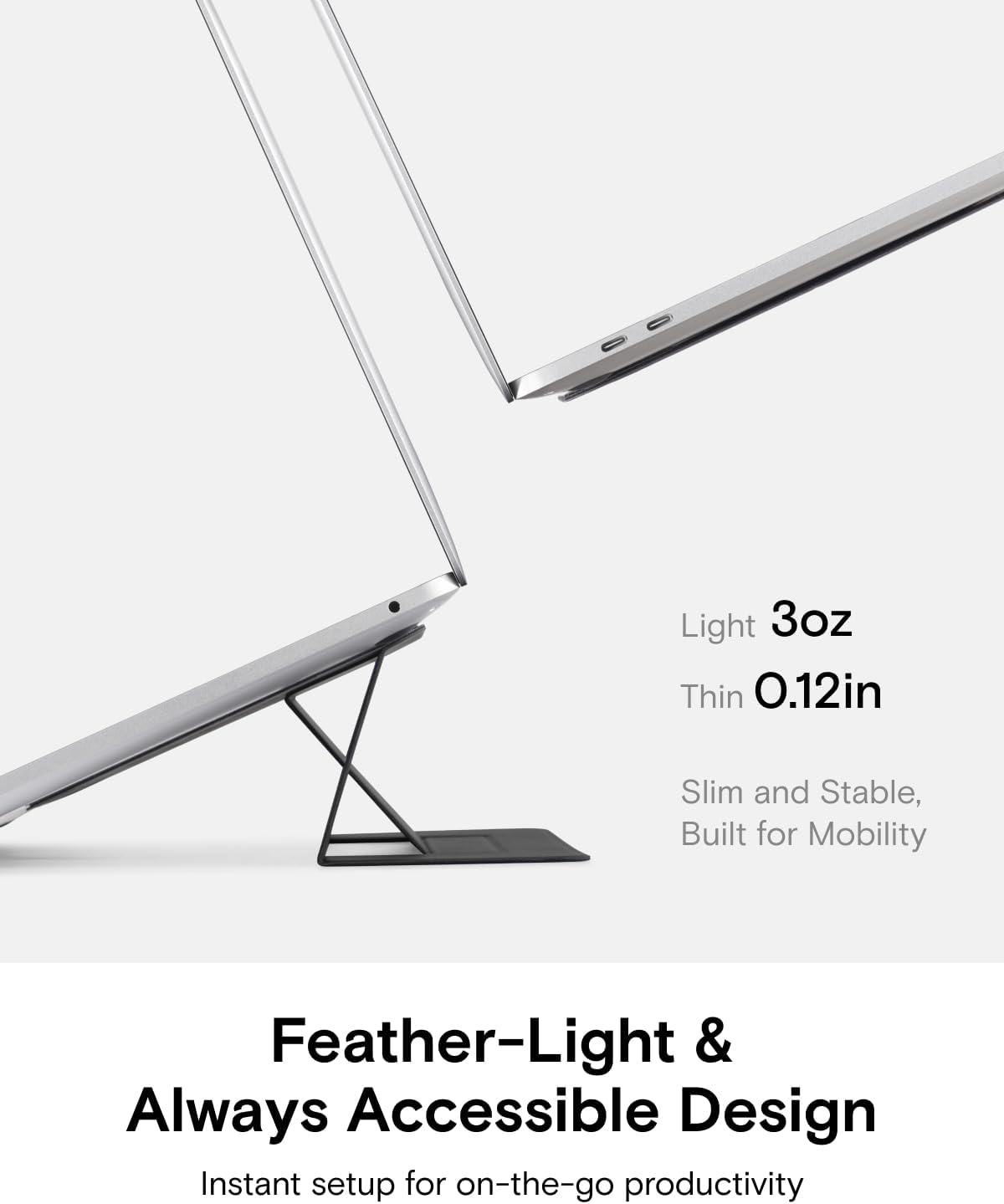 MOFT Laptop Stand for Desk, Adhesive MacBook Computer Stand with 2 Adjustable Viewing Angles, Foldable and Portable Laptop Riser Compatible with 11"-16" Laptops, Earthen Beige