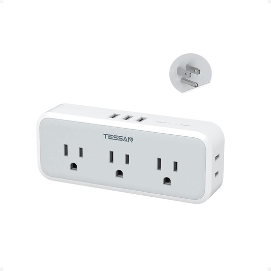 Multi Plug Outlet Splitter, TESSAN Wall Surge Protector 5 Outlet Extender 3 USB Charger Adapter, 3 Way Multiple Power Electrical Plug Expander