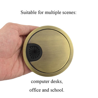 HAHIYO 1Pcs 3.15Inch/80mm Bronze Zinc Alloy Desk Grommet Wire Grommet Cable Management Cord Hole Cover Desk Wire Hole Insert Wire Organizer for Computer Office Home School Equipment Systems