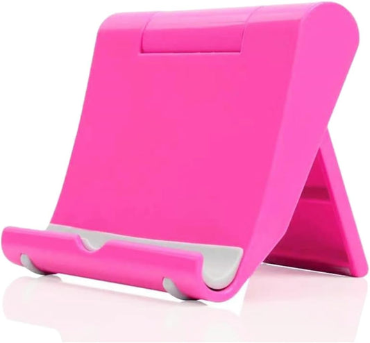 Cell Phone Stand for Desk Foldable Cell Phone Holder Desk Tablet Holder Mobile Phone Dock, Multi-Angle Universal Adjustable Tablet Dock Compatible with Most Cell Phones (Pink)