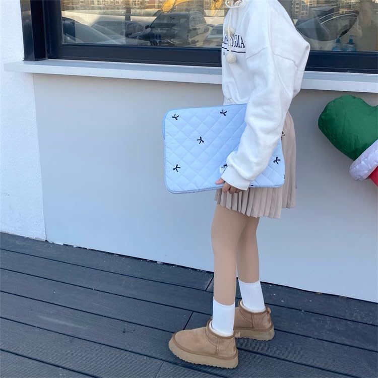 Cute Bow Graphic Carrying Laptop Bag Y2K Preppy Laptop Sleeve Case Bag Kawaii Pad Computer Protect Case Pouch (11 inch,Blue)