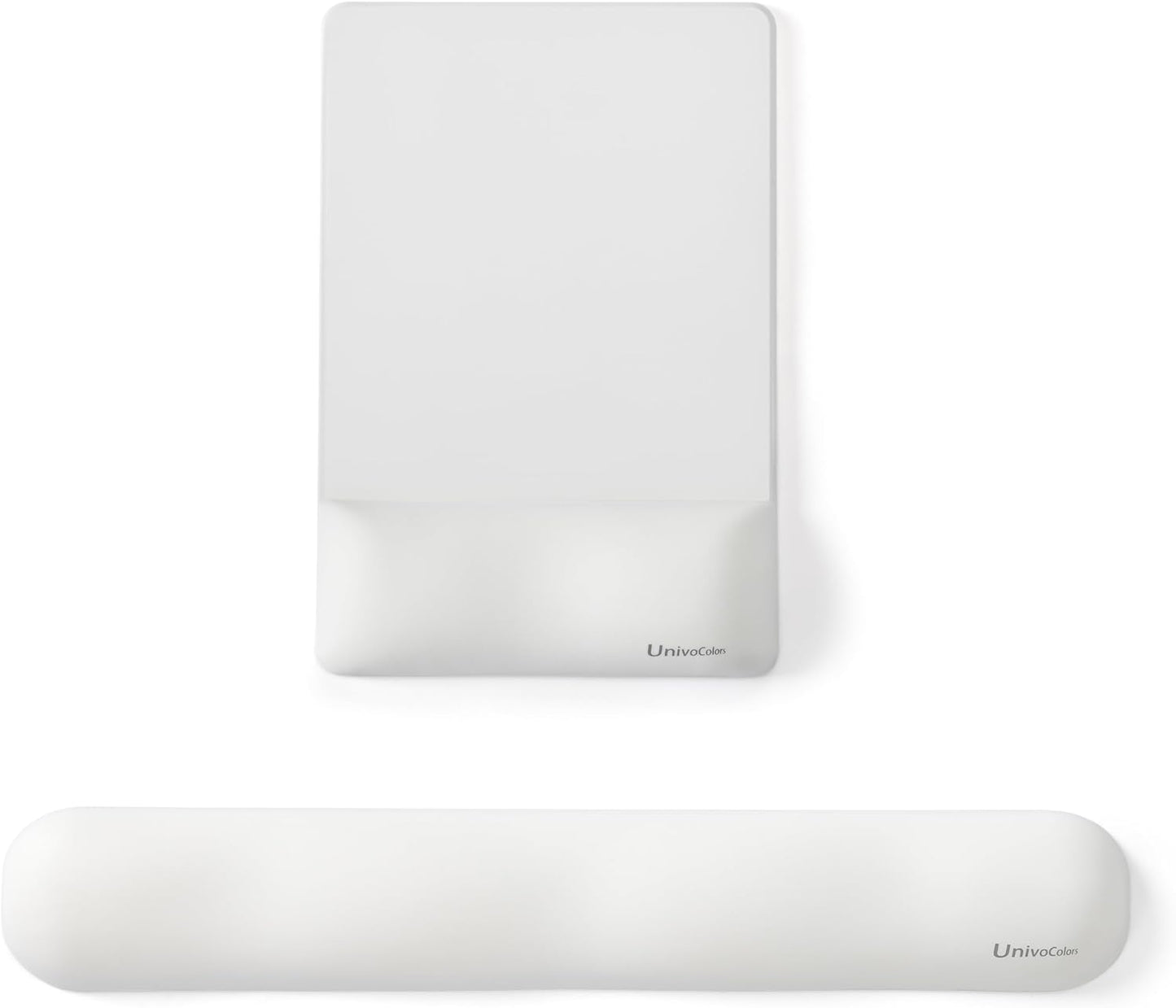 UnivoColors Design-Wave Set of Keyboad Wrist Rest & Mouce Pad,Artificial Sheepskin+Memory Foam+Ergonomic+Anti-Slip Gel, Resilience Support During Work and Gaming,Keyboard Accessory,White