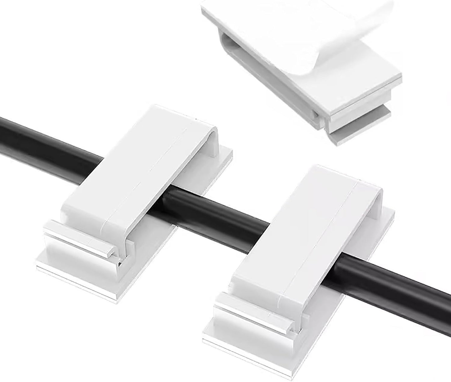 Adhesive Cable Clips Holder, Outdoor Light Clips, White Cord Wire Clips, Sturdy Nylon Cord Wall Finisher Wire Clamp for Home, Car, Office Desk Wire Management (White, XL-80 PCS)