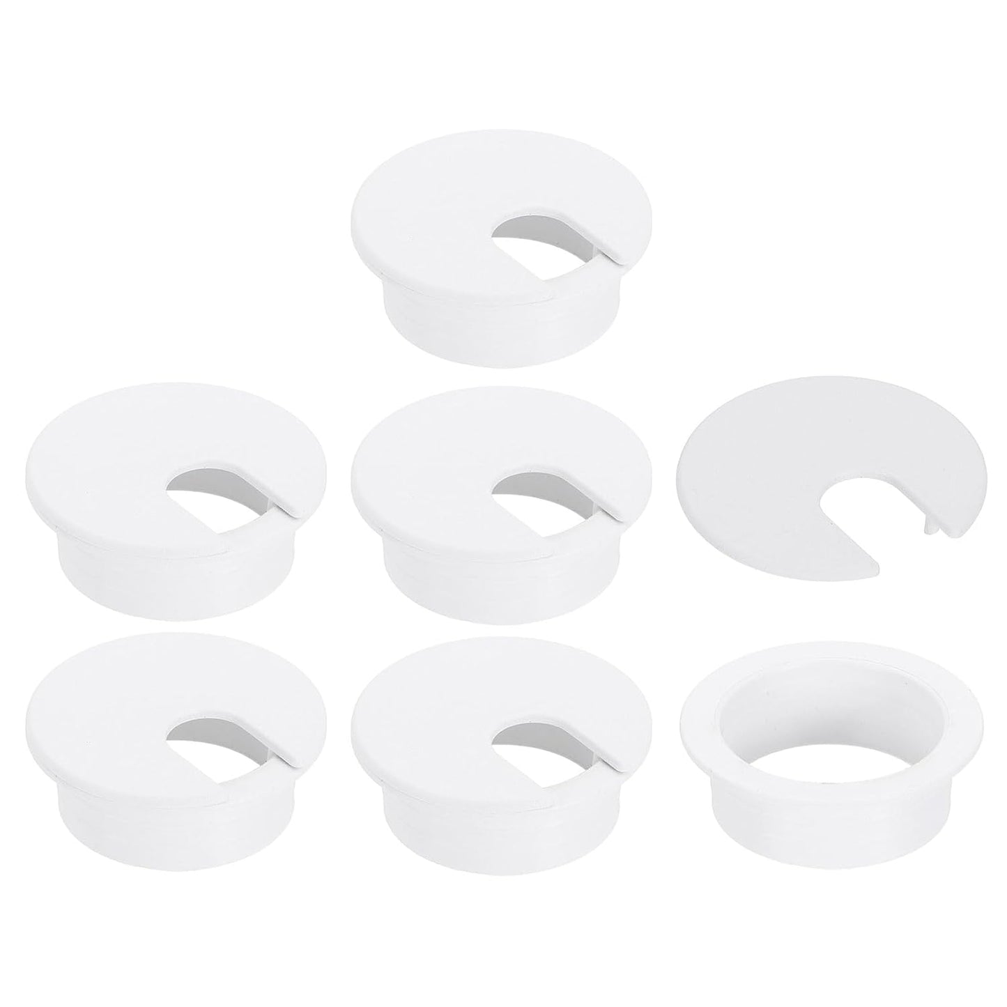 uxcell 6 Pcs 35mm (1.38 Inch) Desk Grommet, Plastic Cable Hole Cover, Wire Cord Cable Organizer for Home Office Computer Desk Cabinet, White