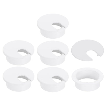 uxcell 6 Pcs 35mm (1.38 Inch) Desk Grommet, Plastic Cable Hole Cover, Wire Cord Cable Organizer for Home Office Computer Desk Cabinet, White